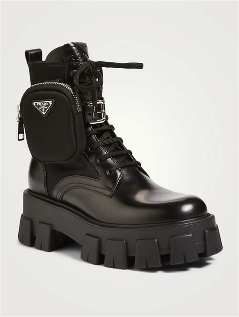 prada women's ankle boots|prada combat boots with pouch.